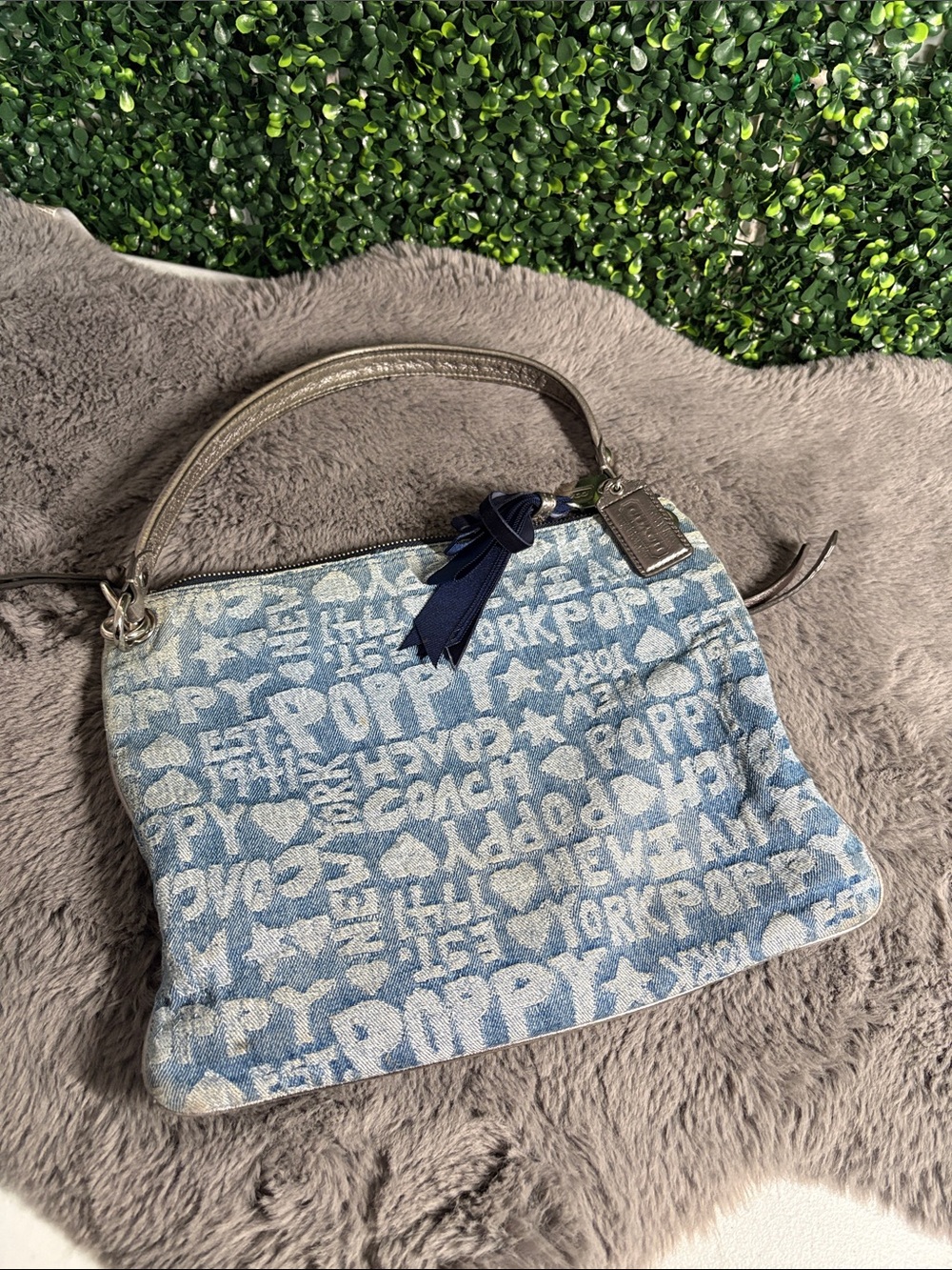 Coach Denim Blue Poppy Jacquard Shoulder Bag - Picture 2 of 8